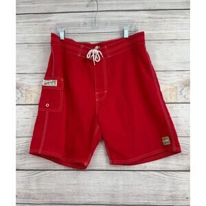 Lucky By Katin Heritage Collection Kehi Board Short Men 34 Red Kanvas